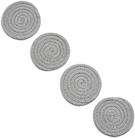 Montanhas -russas Conjunto, fio de algodão puro Tabela redonda Drink Pads Hots Mats Coasters Conjunto de 4 por 4,3 polegadas protege os móveis de excesso de condensação e arranhão