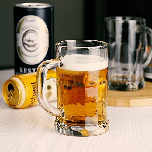 Bavel Style Extra Beer Caneca 21 onça, canecas grandes de vidro com alça, conjunto de 4 caneca de caneca de cerveja alemã