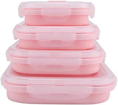 Allmro Lunch-Box 4 Peças Conjunto de lanche de silicone com comida rosa Pink