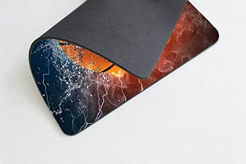 Gaming Mouse Pad Pad personalizado, bola de basquete em fogo e retângulo de água sem deslizamento mousepad de borracha