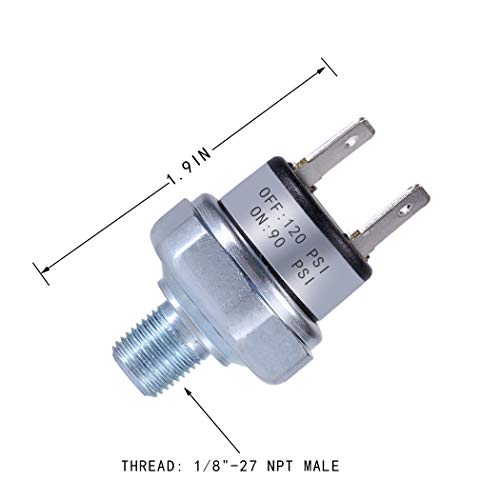 Interruptor de pressão do ar 90-120 PSI Pressionamento de pressão 1/8 -27 NPT DC 24V 12V Pressão Chave de pressão do compressor