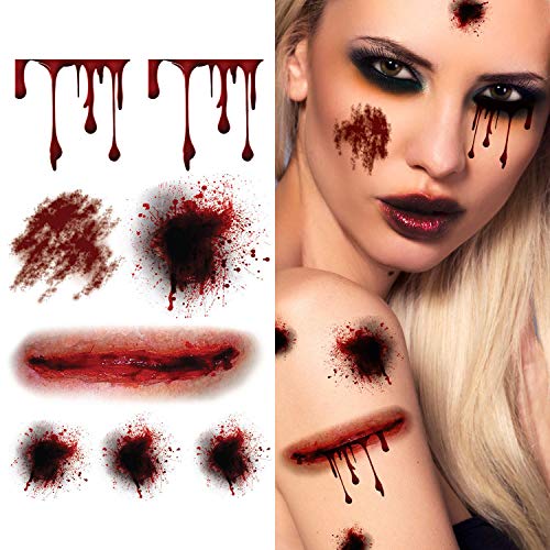 Tatuagens temporárias de Speperb® - ferida sangrando, tatuagens de Halloween Scar Halloween