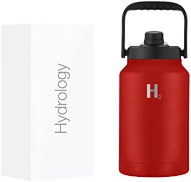 H2 Hydrology Growler Water Bottle com tampa da alça | Growler de um galão de um galão a vácuo de parede dupla | Surio à prova de vazamentos quentes e frios grátis | Esportes, caminhadas, acampamento, viagens