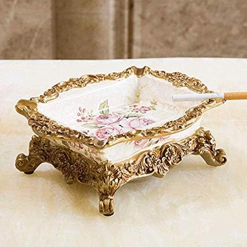 Shisyan Y-lkun Creative European Resin Ashtray com tampa de lidray retro de armazenamento doméstico decoração de decoração de ornamentos