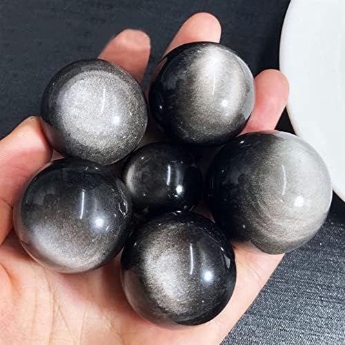 Acinra 1 pedaço de obsidiana de prata natural Ballcristal Ball Ball Ore Room Decoração