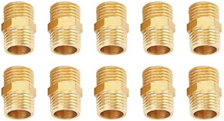 10pcs Brass Pipe Affict Hex Reduzindo o mamilo 1/4 BSP a 1/4 BSP Male Male Thread Tubs Fitting de bronze Adaptador rápido