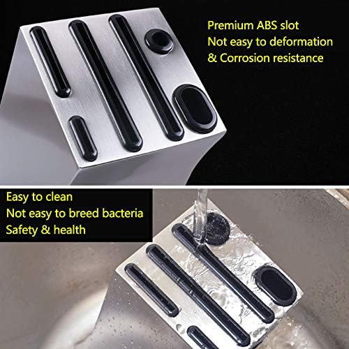 Guangming - Bloco de faca Aço inoxidável Solder de faca universal para armazenamento seguro de facas de economia espacial, design de 6 slots para proteger as lâminas multi -função, prata