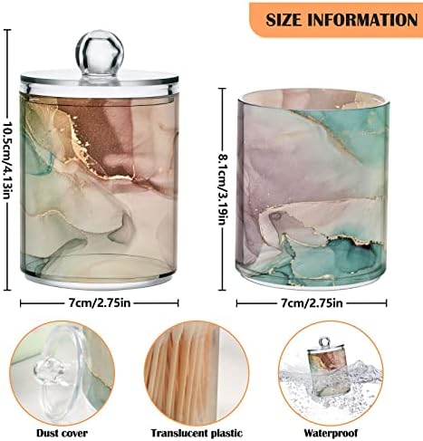 Alaza 4 Pack QTIP Dispensador Teal Ink Marble Banheiro organizador de banheiro para bolas de algodão/swabs/almofadas/fio