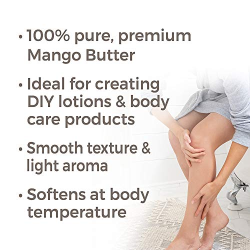 Terapia vegetal Manteiga de manga orgânica crua, certificada pelo USDA, jarra de 16 onças para corpo, rosto e cabelo