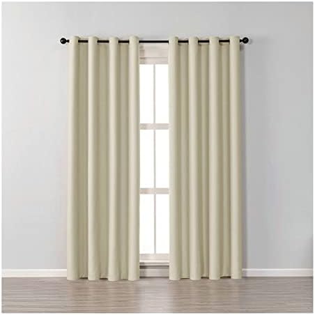 Cortinas decorativas daesar para sala de estar 2 painéis, cortinas de quarto poliéster cálculo bege cor de janela de cor sólida