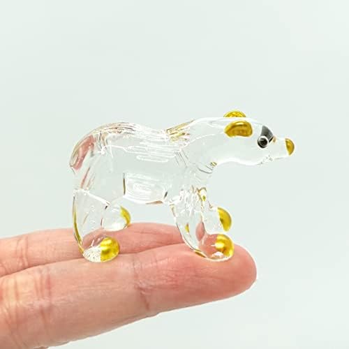 SANSUKJAI POLAR URSO MINIATURAS FIGURAS ANIMAIS ARTE DE VIDRO DE VIDRO MANTA Decorar Decorar, Gold Clear Gold