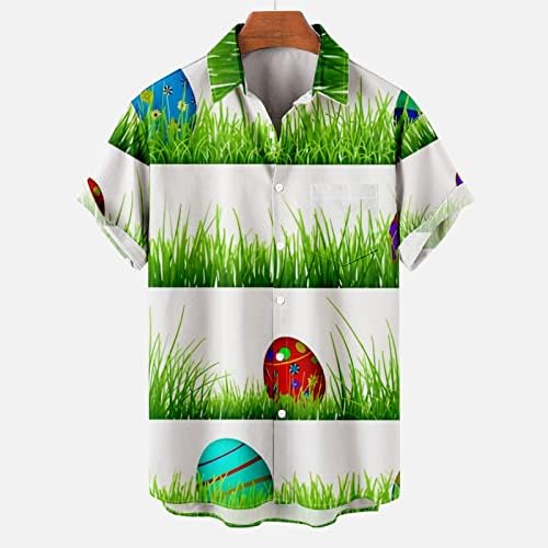 XIPCOKM Feliz camisetas de Páscoa para homens ovos de coelho fofos camisas de lapela impressas de manga curta Botton