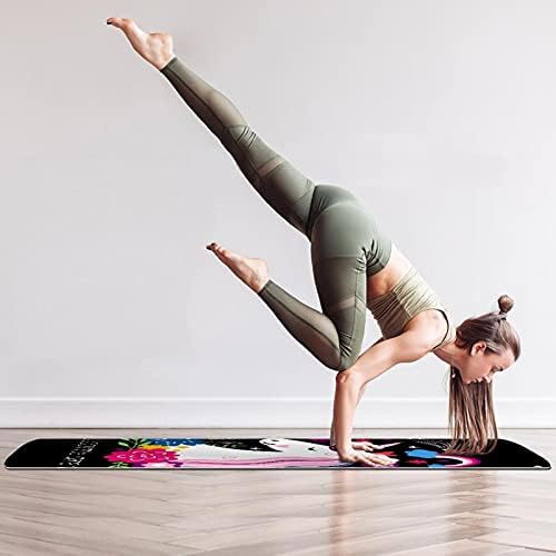 Exercício e fitness de espessura não deslizante 1/4 tapete de ioga com estampa preta unicórnio para ioga pilates e exercício