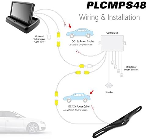 Pyle Backup traseiro Vista para a câmera Monitor Câmera e sensores de estacionamento de alarme Sistema reverso de segurança