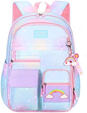 Mochila da Escola de Backpack de Meninas de Diwenlan Mochila Rainbow Backpack For Girls Bolsa de livros fofos com Compartamentos