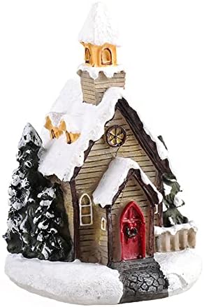 Ornamento pequeno Casa de Natal Up Village Luminous Decorative Resin House Ornament for Home Snow House Chalet