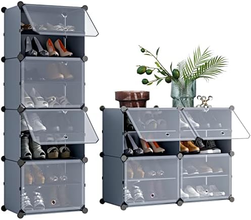 Rack de sapato unzipe, armário de armazenamento de sapatos de 8 camadas 16 pares grátis para sapatos de sapato de pé grátis