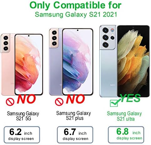 Caso Arae para a capa de capa de Ultra Wallet da Samsung Galaxy S21 com suporte de cartão e pulseira para Samsung Galaxy
