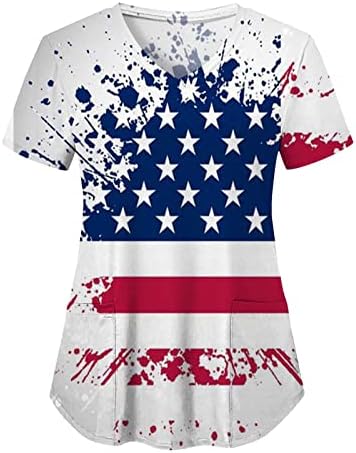 4 de julho Camisas para Women USA FLAND SMUMENT SMANGE CHUME CHUME DE PESCO