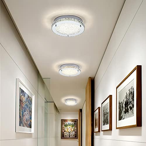 LORÇA DE TETO DE LED LZAWVM LUZAÇÕES MODERNAS K9 CRISTAL CHORNELIER DIMMÁVEL 4000K Lâmpada de teto de vidro de 8 polegadas Luz de teto de montagem nivelada para a cozinha Hallway Bathroom Lavanderia