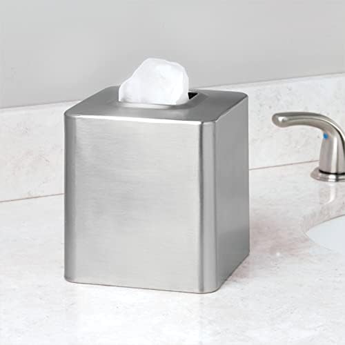 Mdesign Metal Square Tissue Box Tampa para banheiro - Suporte/dispensador de aço moderno para papel facial de papel