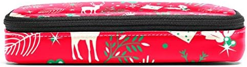 Feliz Natal Folhas e veados em uma bolsa de caneta de capa de couro de 84x55in vermelha com bolsa de armazenamento com zíper duplo