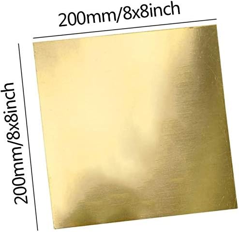 Folha de latão Huilun Folha de latão não polida, metais de precisão para DIY 200mmx200mm/8x8in, espessura: 2,5 mm/0,1 polegada,