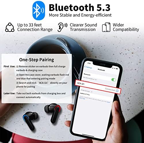 Fones de ouvido Bluetooth 5.3 para Samsung S22 S23 Ultra, verdadeira ruído sem fio cancelando os fones de ouvido, fones de