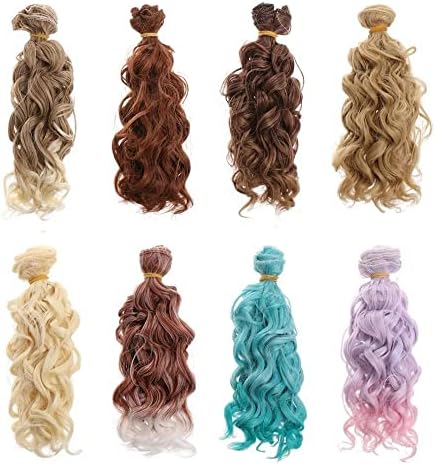 Doll Houchu Wigs Curly Wigs 15 * 100 cm de boneca peruca dourada de boneca marrom calça de cabelo moda boneca girl brinquedos de brinquedos de boneca