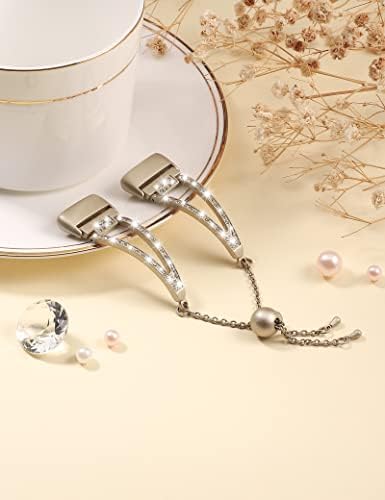 Crodi Compatível com Fitbit Charge 5 Women Bands Bling Bracelets Designer Strap Banda de pulseiras de diamante de garotas bonitas