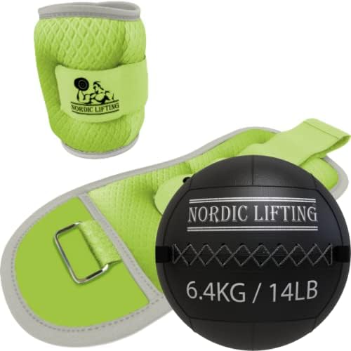 Pesos do pulso do tornozelo 3 lb - pacote verde com bola de parede 14 lb