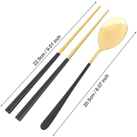 Colheres de colheres de aço inoxidável reutilizável conjunto com pauzinhos de utensílios de mesa de utensílios de mesa para cafeteira de café Noddles