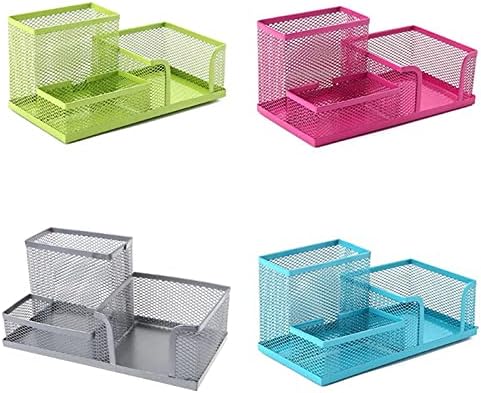 Organizador de arquivos de mesa Metal Mesh Mesh Organizador de caneta Pen Pen Storage Titular com 3 compartimentos para estudantes