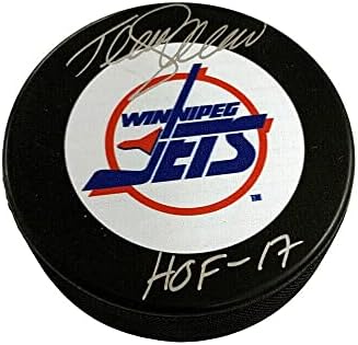 Teemu Selanne assinou Winnipeg Jets Puck - HOF 17 Inscrição - Pucks NHL autografados