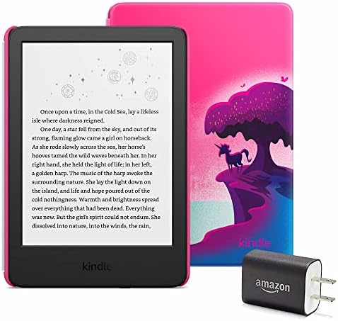 Pacote Essentials Kindle Kids, incluindo Kindle Kids, Kids Cover - Unicorn Valley, Adaptador de Power e Protetor de tela