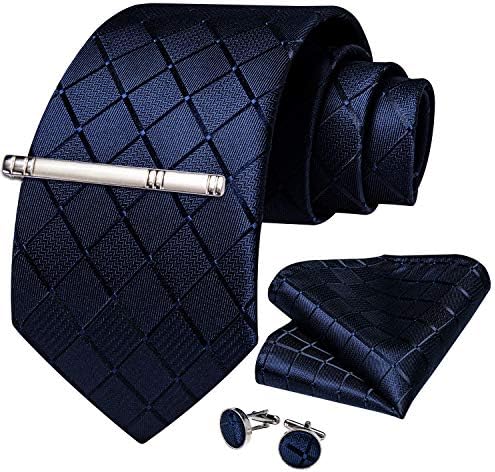 Dibangus xadrez gravata masculina gravata de seda e bolso square punhos de punho
