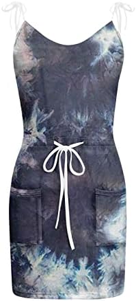 Vestidos de sol femininos de verão tie casual tie-dye impressão solta mangas mangas vestidos de decote em V para 2023