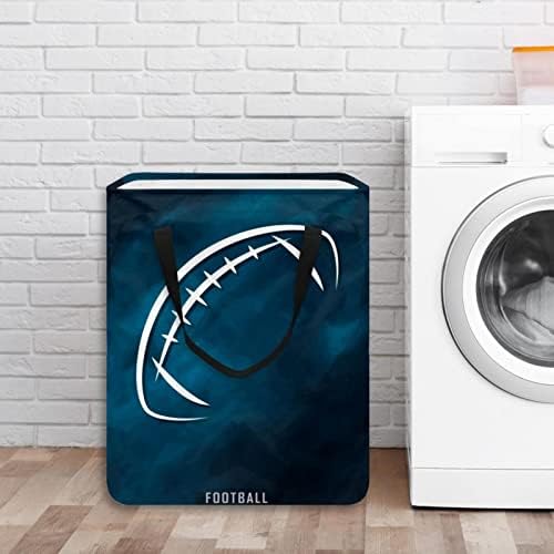 American Football Padrão de impressão de estampa de lavanderia dobrável, cestas de lavanderia à prova d'água 60l Lavagem de roupas