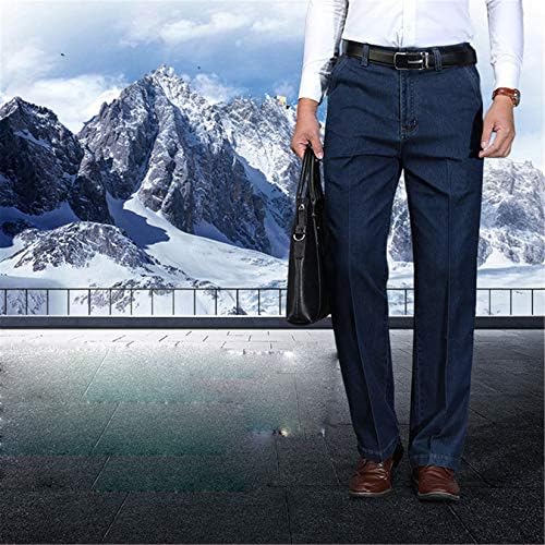 Andongnywell Business Casual Jeans Men's Wear com calça de jeans de cintura alta de estilo grosso calça de jeans de jeans