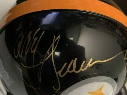 Larry Brown Pittsburgh Steelers 4 X SB Champs assinou Riddell Mini Capacete - Mini Capacetes Autografados da NFL