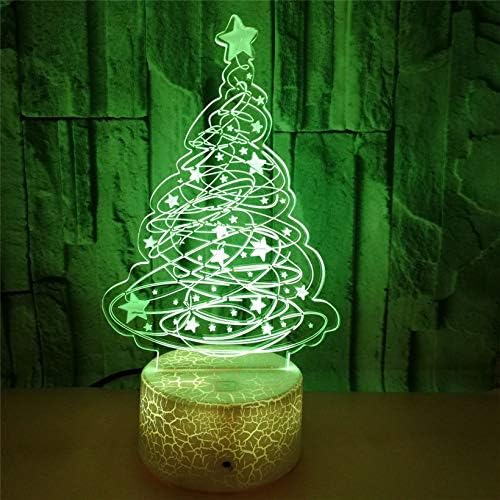 Jinnwell 3d Árvore de Natal Night Night Lâmpada leve ilusão Night Luz 7 Alteração do toque Touch Table Tabel Lâmpadas de decoração