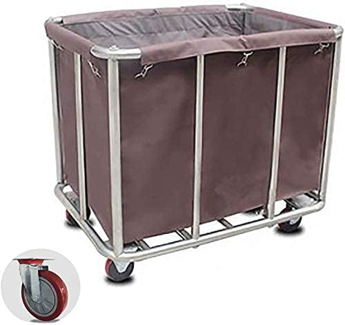 Mobile Laundry Horters Carrinho com rodas, carrinho de rolamento de aço inoxidável para roupas sujas, 200 kg de capacidade/café/91