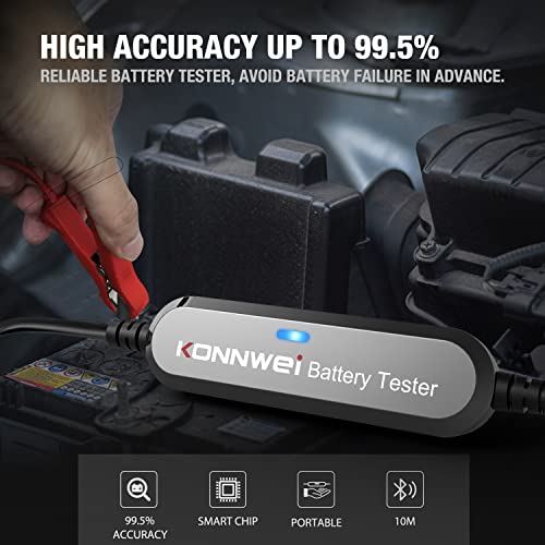 Konnwei BK100 6V 12V Bluetooth 5.0 Testador de bateria de carros, 100-2000 CCA Tester de carga Automotiva Testador Digital