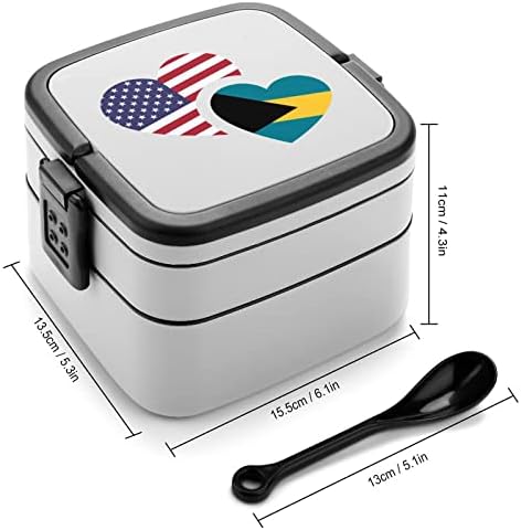 Bahamas Use Flag Box Box portátil Bento Box de camada dupla de grande capacidade Contêiner de alimentos com colher