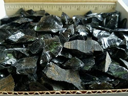 Miabe Crystals Supplia para peças de obsidiana preta de 14 onças de vidro vulcânico de peças vulcânicas) para cabines, corte, lapidário, queda, polimento, artesanato.