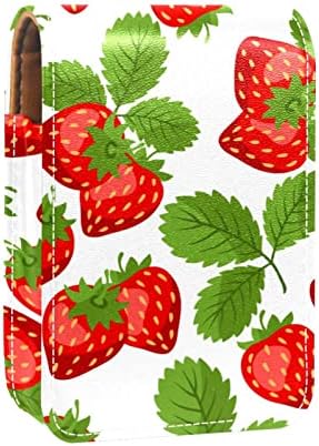 Tropical Summer Fruit Strawberry Pattern Mini Cosmético para Tubos de Lipstick Casos Caixa de batom de couro