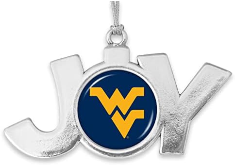 Das empresas do coração, o West Virginia Mountaineers Joy com o logotipo da equipe Silver Metal Christmas Ornament Greet