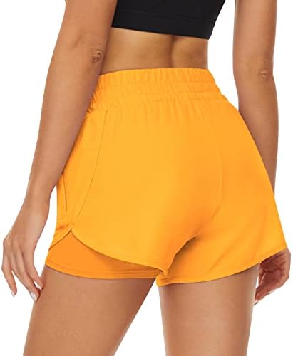 HKJIEVSHOP 2 Pacote de shorts atléticos para mulheres, shorts de corrida rápida seca com bolsos de ginástica de cintura alta shorts