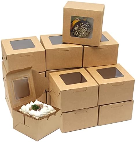 Caixas de padaria 30pcs, 4 x4 x2.5 pequenas caixas de tratamento de pastelaria com caixas de embalagem de presente de janela