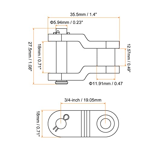 UXCELL 8PCS 60 Offset Meio Link Roller, aço carbono de 3/4 , conector de corrente padrão Links Split Links para cadeia 12A